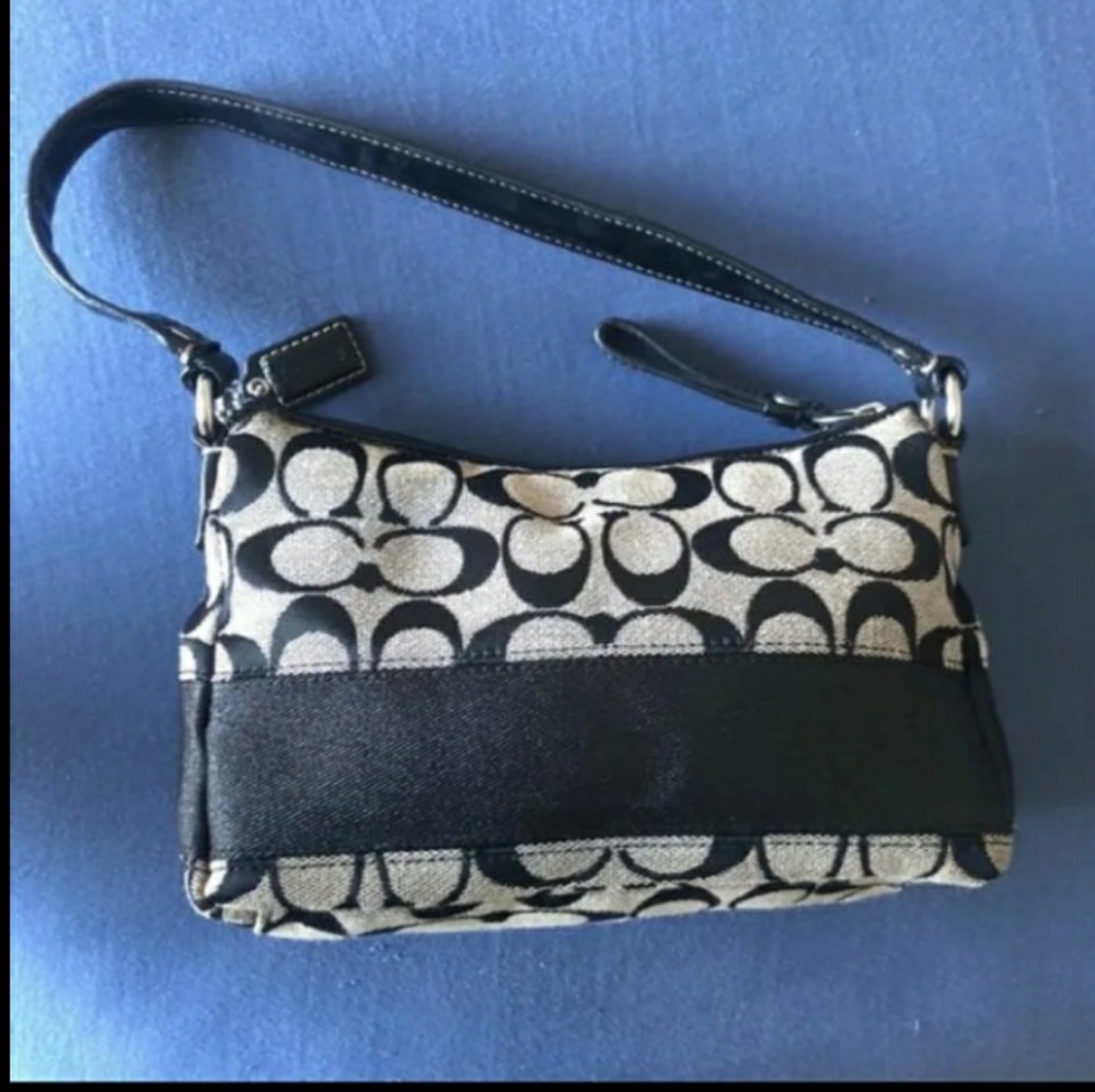 Authentic Coach purse clutch handbag black gray